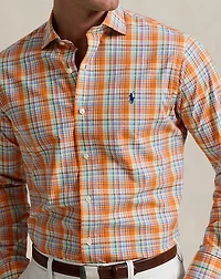 Classic Fit Plaid Stretch Poplin Shirt