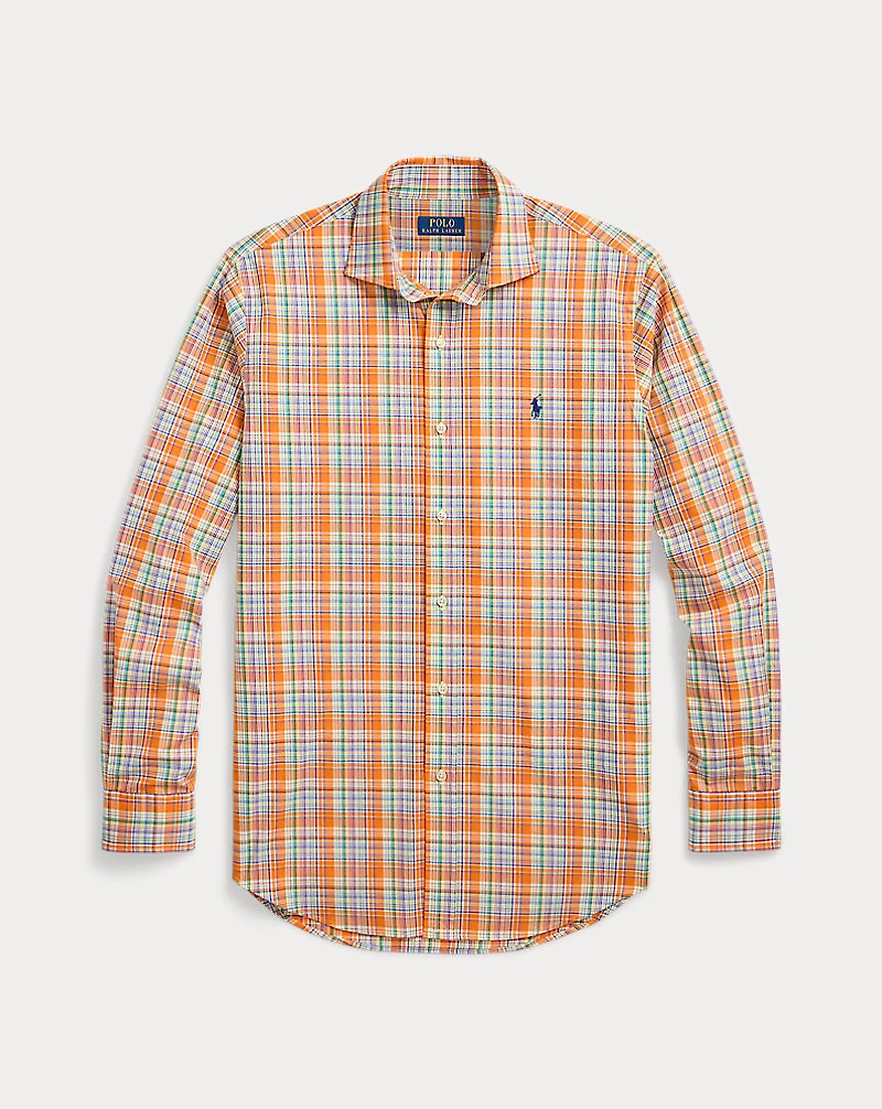 Classic Fit Plaid Stretch Poplin Shirt
