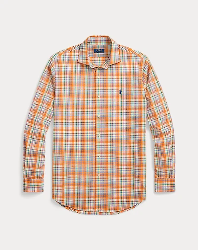 Classic Fit Plaid Stretch Poplin Shirt