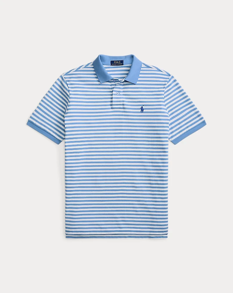 Classic Fit Striped Mesh Polo Shirt