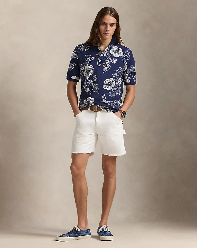 Classic Fit Hibiscus Mesh Polo Shirt
