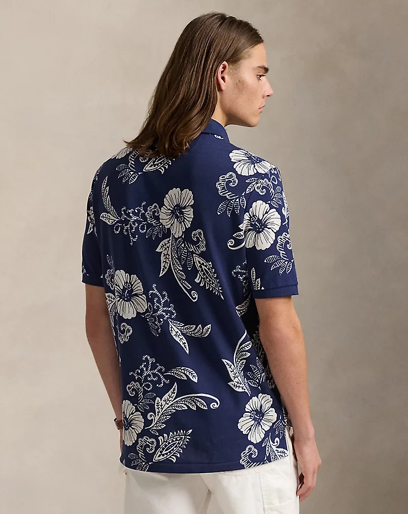 Classic Fit Hibiscus Mesh Polo Shirt