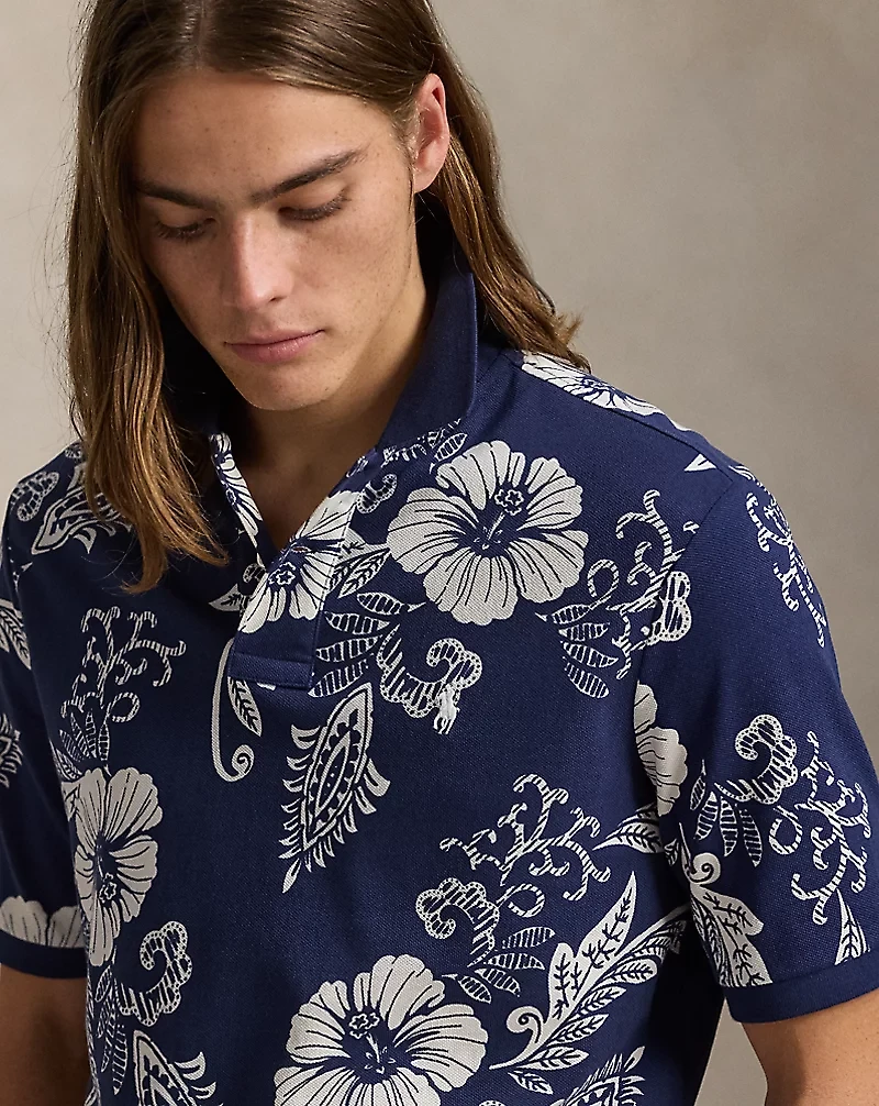 Classic Fit Hibiscus Mesh Polo Shirt
