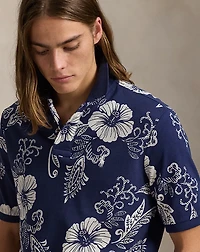 Classic Fit Hibiscus Mesh Polo Shirt