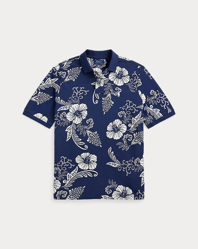 Classic Fit Hibiscus Mesh Polo Shirt