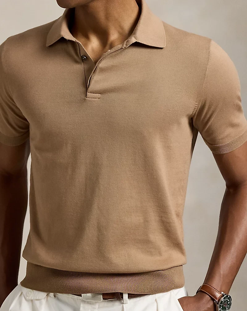 Cotton Polo-Collar Sweater