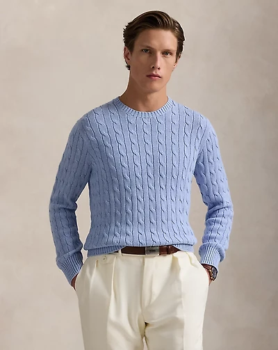 Cable-Knit Cotton Crewneck Sweater