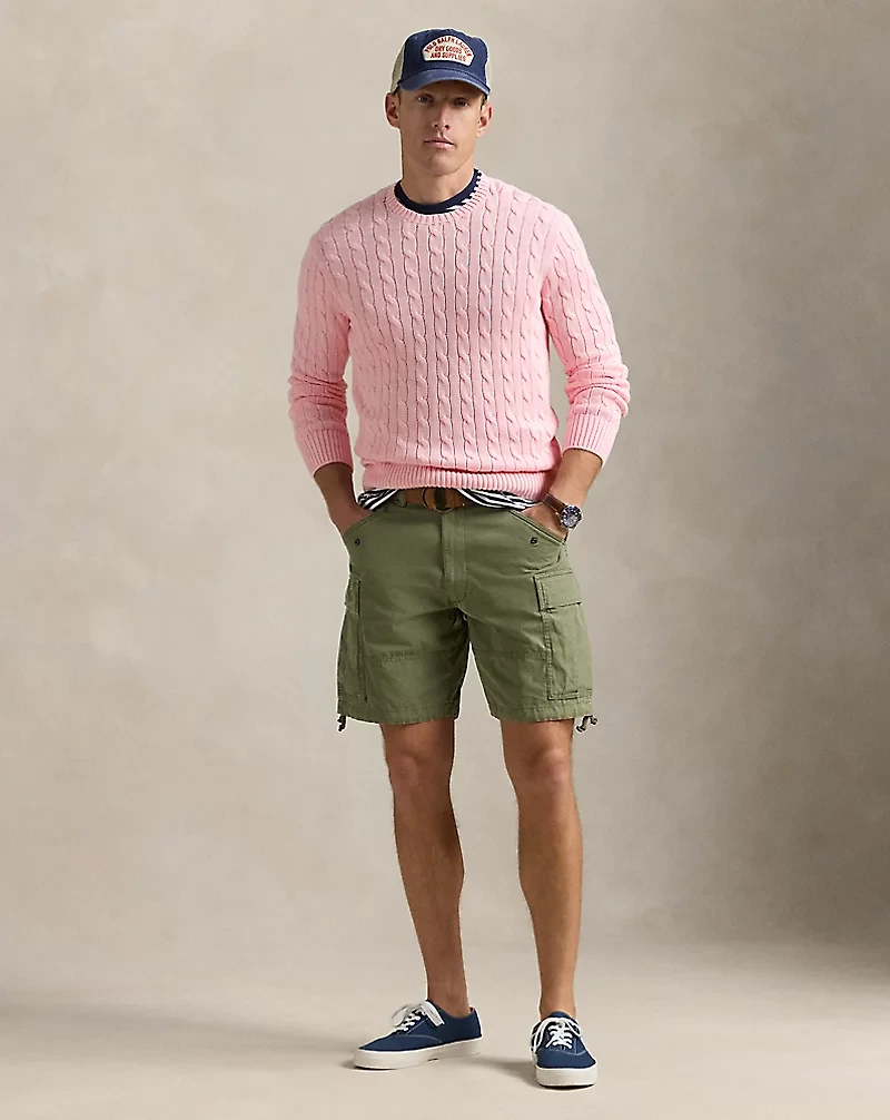 Cable-Knit Cotton Crewneck Sweater