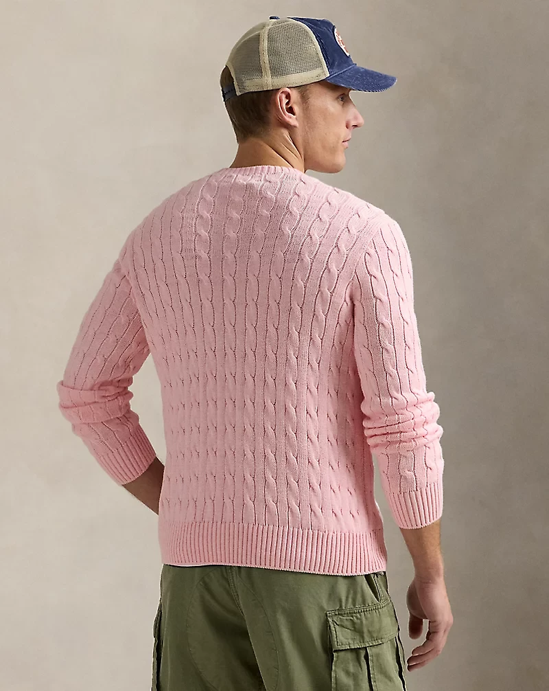 Cable-Knit Cotton Crewneck Sweater