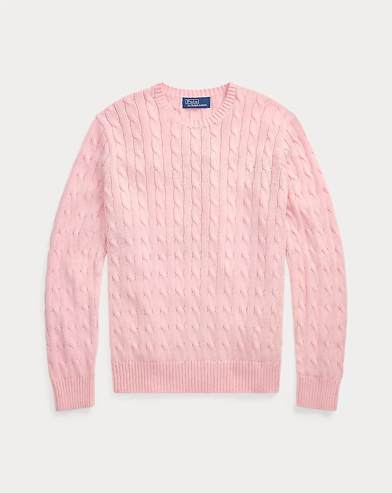 Cable-Knit Cotton Crewneck Sweater