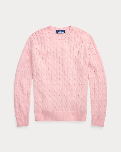 Cable-Knit Cotton Crewneck Sweater