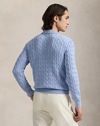 Cable-Knit Cotton Polo-Collar Sweater