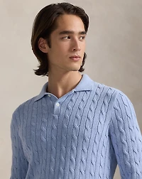Cable-Knit Cotton Polo-Collar Sweater