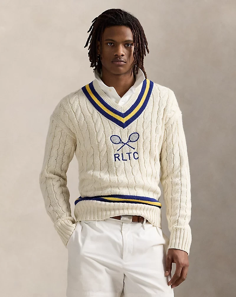 Embroidered Cotton-Blend Cricket Sweater
