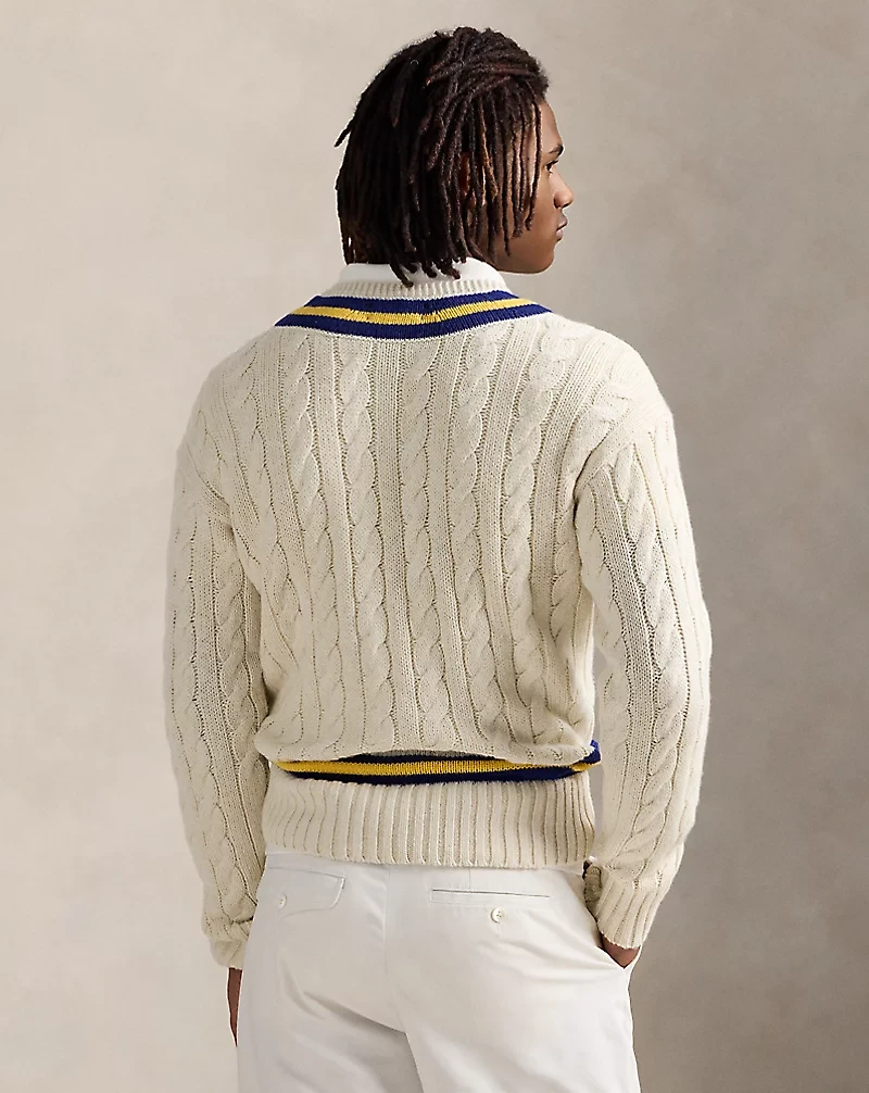 Embroidered Cotton-Blend Cricket Sweater