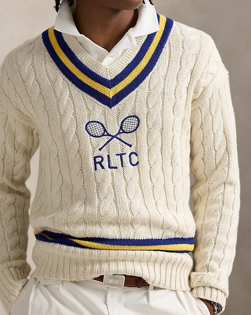 Embroidered Cotton-Blend Cricket Sweater