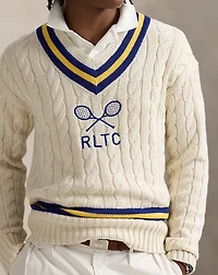 Embroidered Cotton-Blend Cricket Sweater