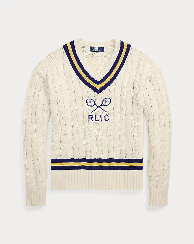 Embroidered Cotton-Blend Cricket Sweater