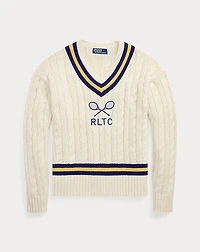 Embroidered Cotton-Blend Cricket Sweater