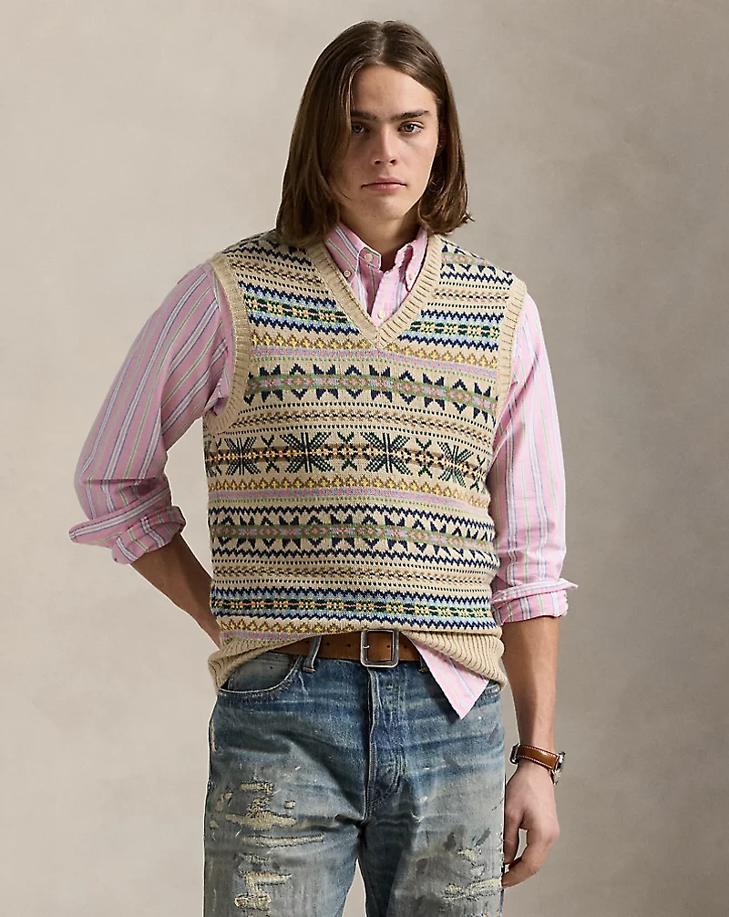Fair Isle Cotton-Cashmere Sweater Vest