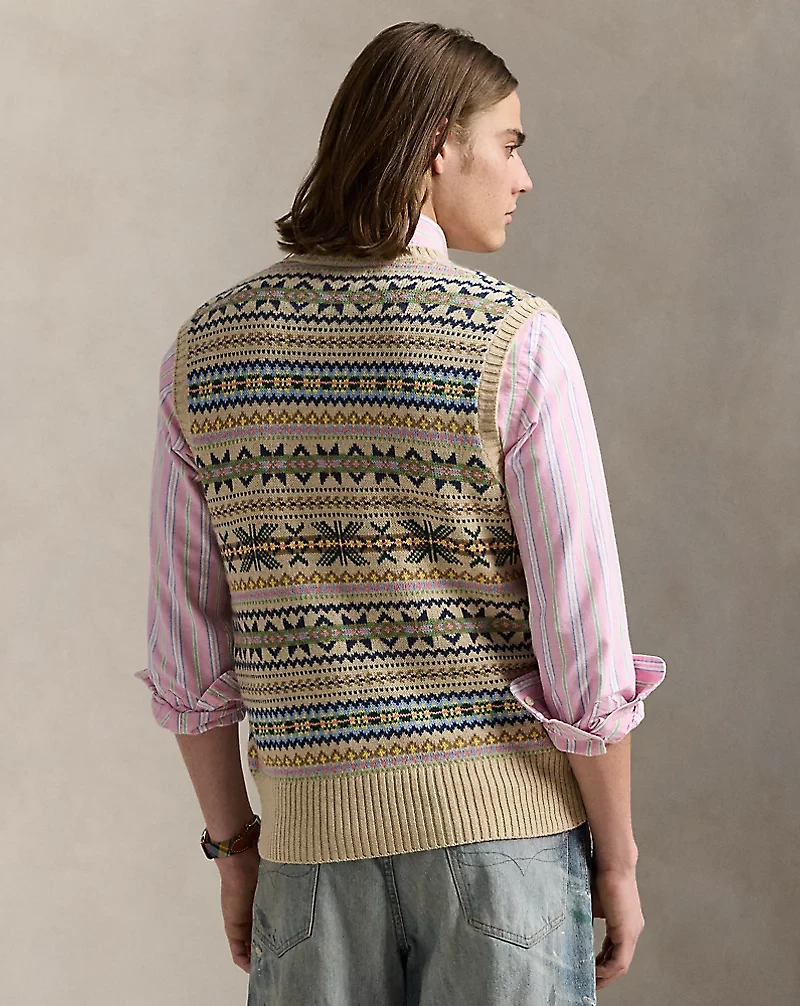 Fair Isle Cotton-Cashmere Sweater Vest