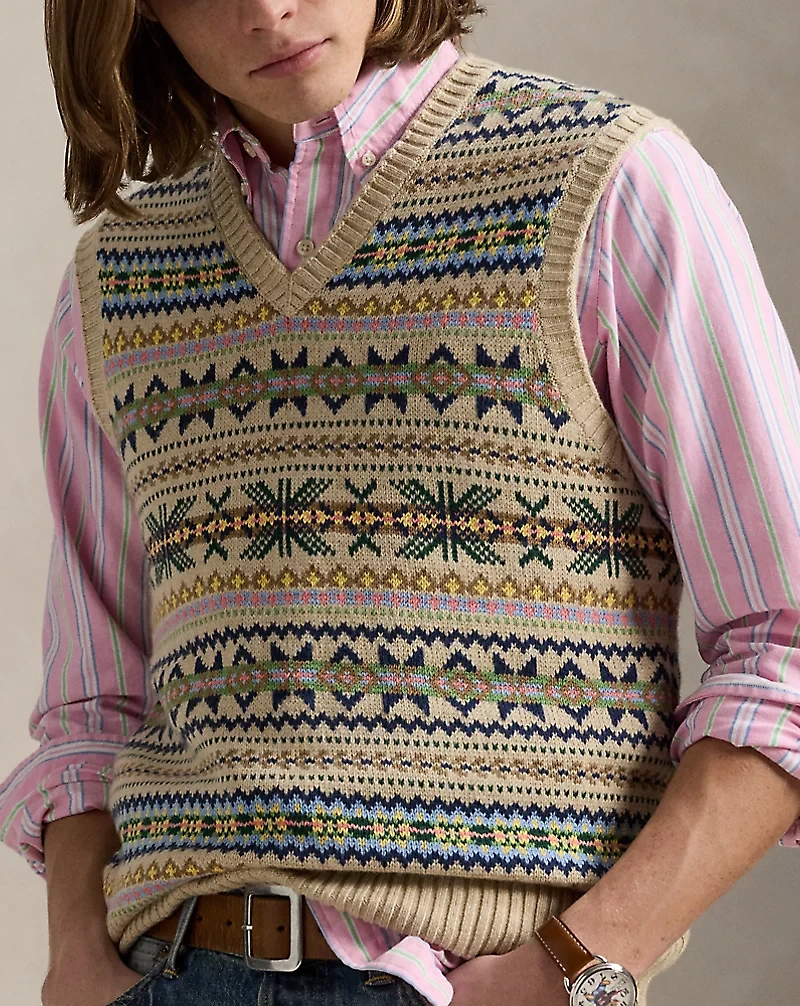 Fair Isle Cotton-Cashmere Sweater Vest