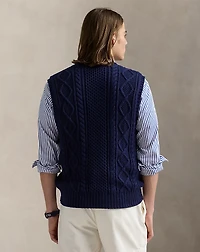 Aran-Knit Cotton Sweater Vest