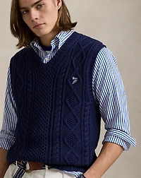 Aran-Knit Cotton Sweater Vest