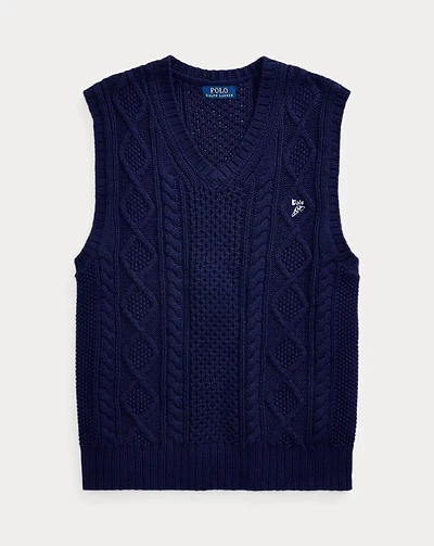 Aran-Knit Cotton Sweater Vest