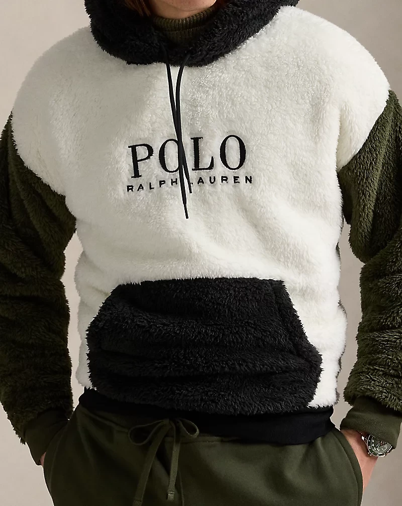 Logo Color-Blocked Pile Fleece Hoodie