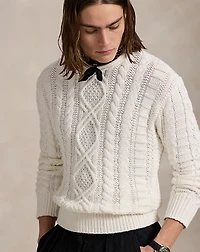 Aran-Knit Cotton Rollneck Sweater
