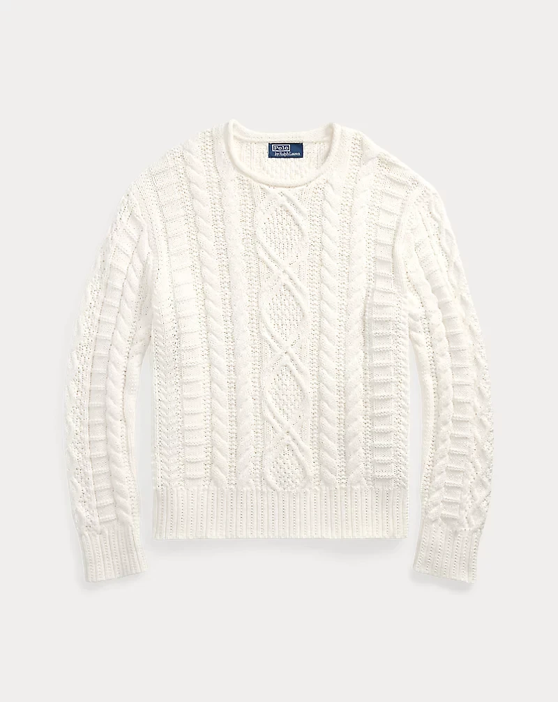Aran-Knit Cotton Rollneck Sweater