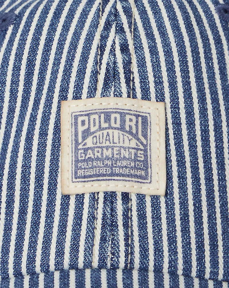 Indigo Striped Denim Cap