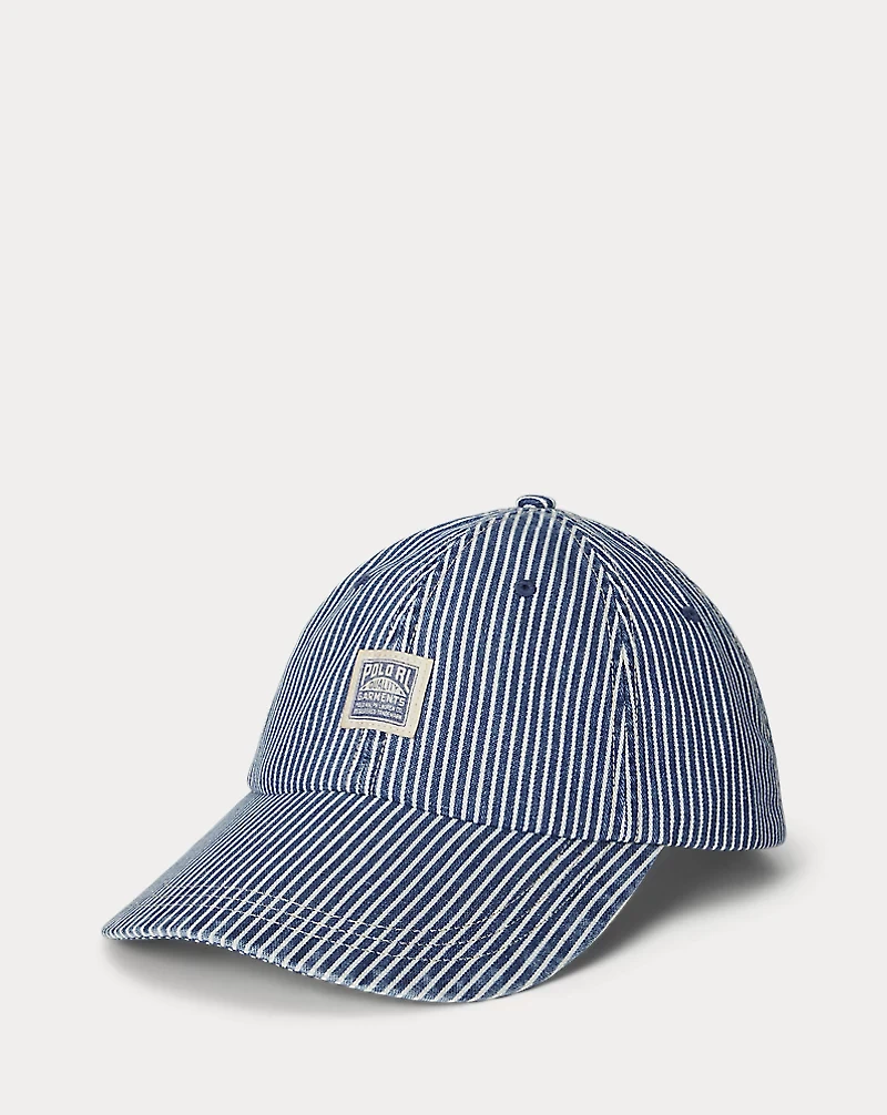 Indigo Striped Denim Cap