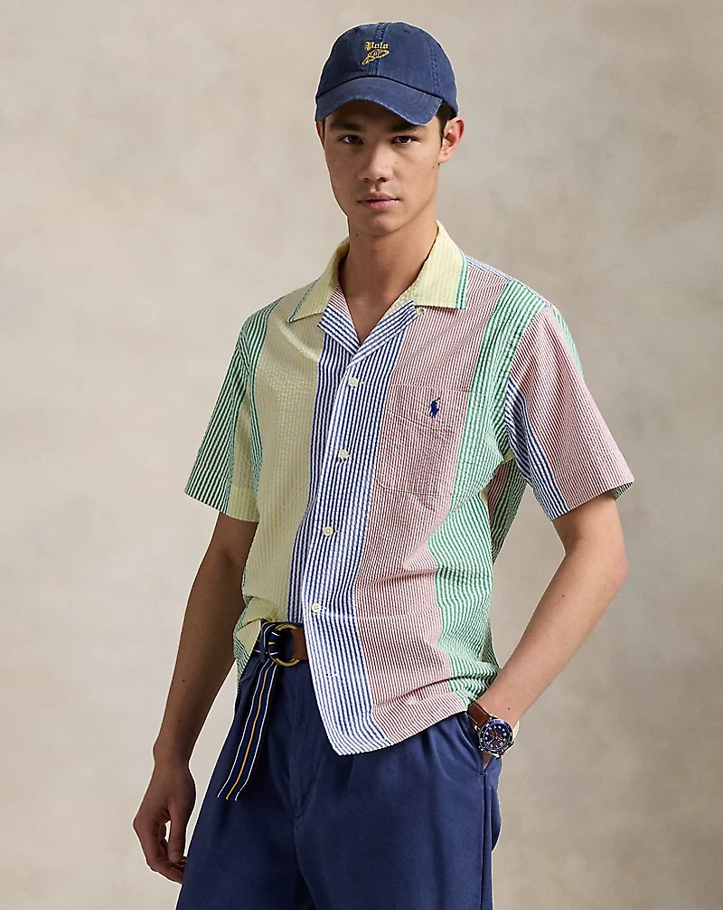 Classic Fit Striped Seersucker Shirt