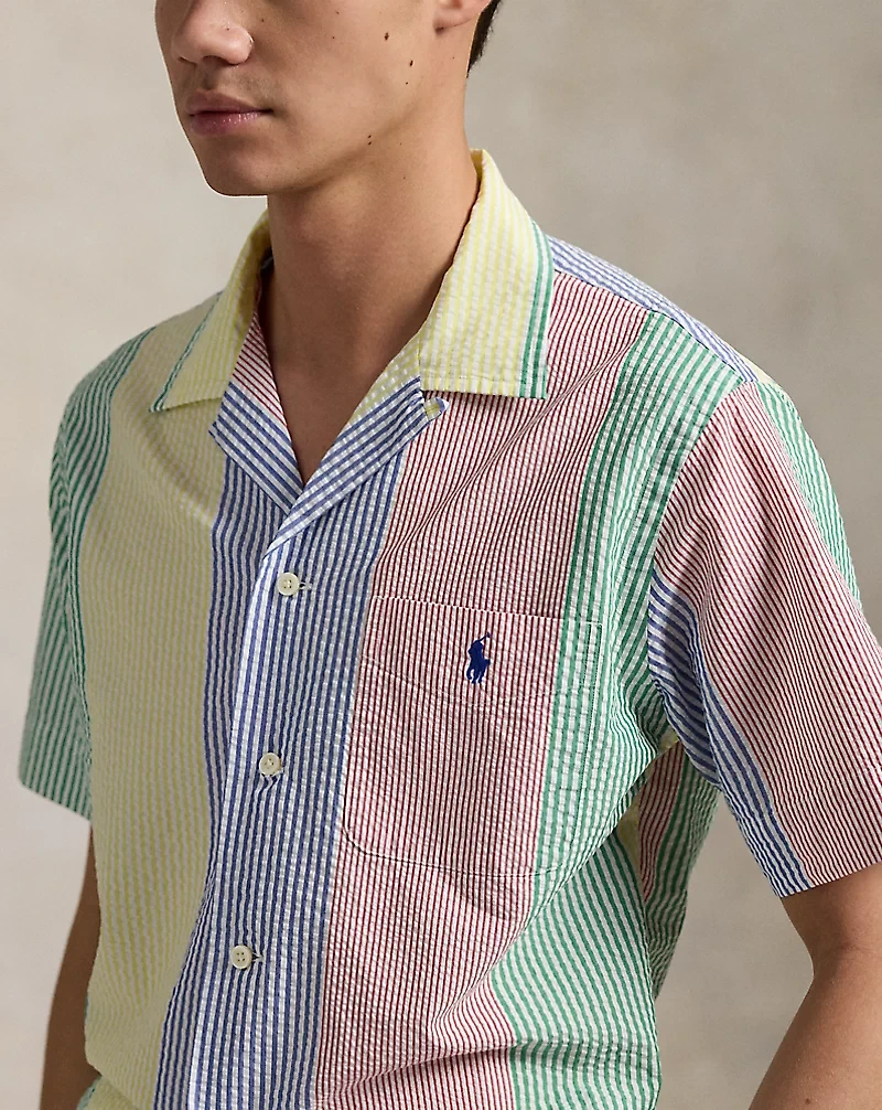Classic Fit Striped Seersucker Shirt