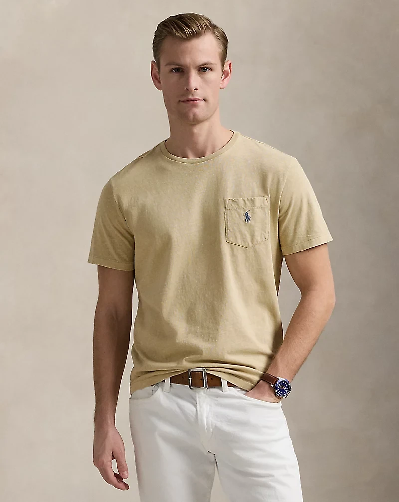 Standard Fit Cotton-Linen Pocket T-Shirt