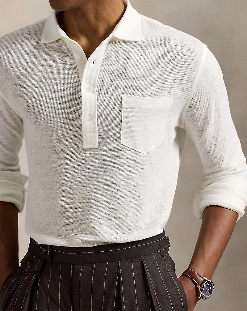 Linen Mesh Polo Shirt