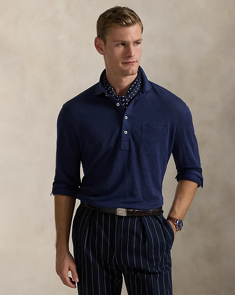 Linen Mesh Polo Shirt