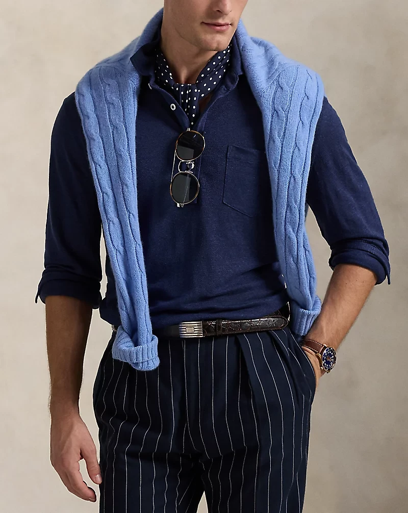 Linen Mesh Polo Shirt