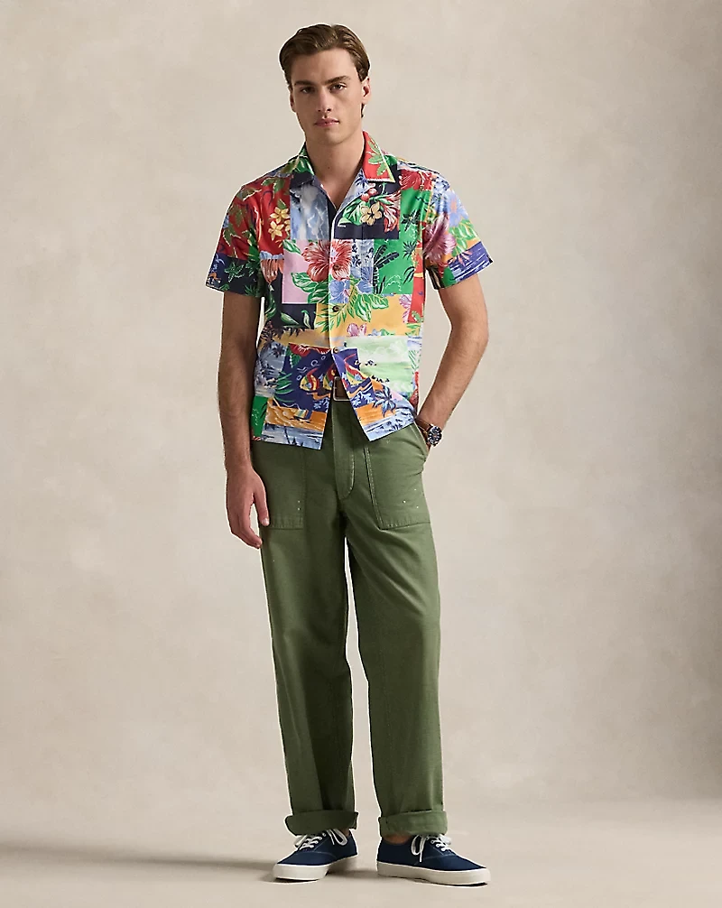 Classic Fit Patchwork-Print Oxford Shirt