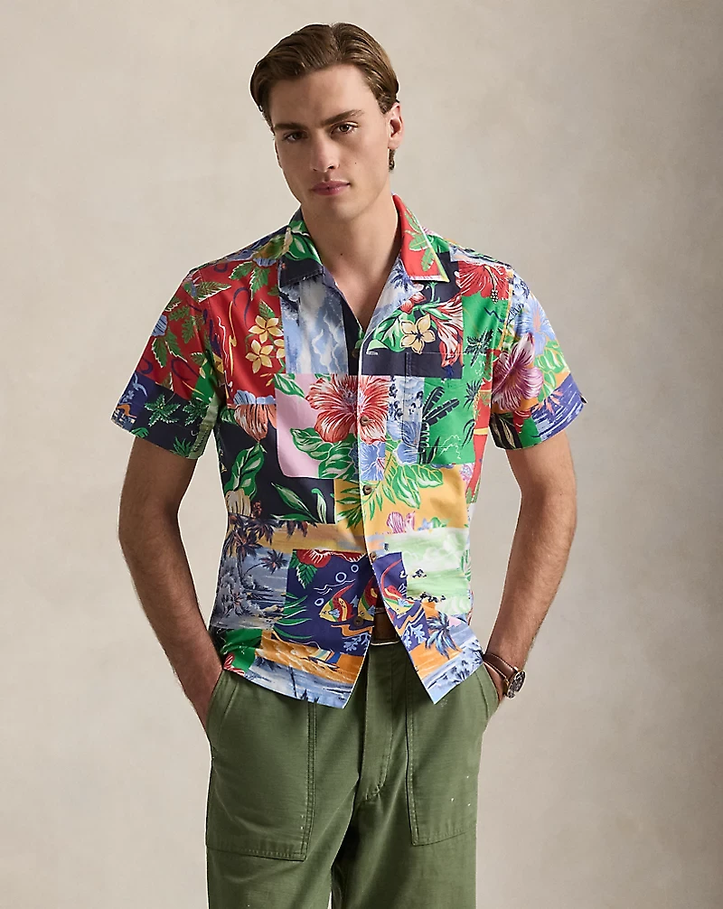 Classic Fit Patchwork-Print Oxford Shirt