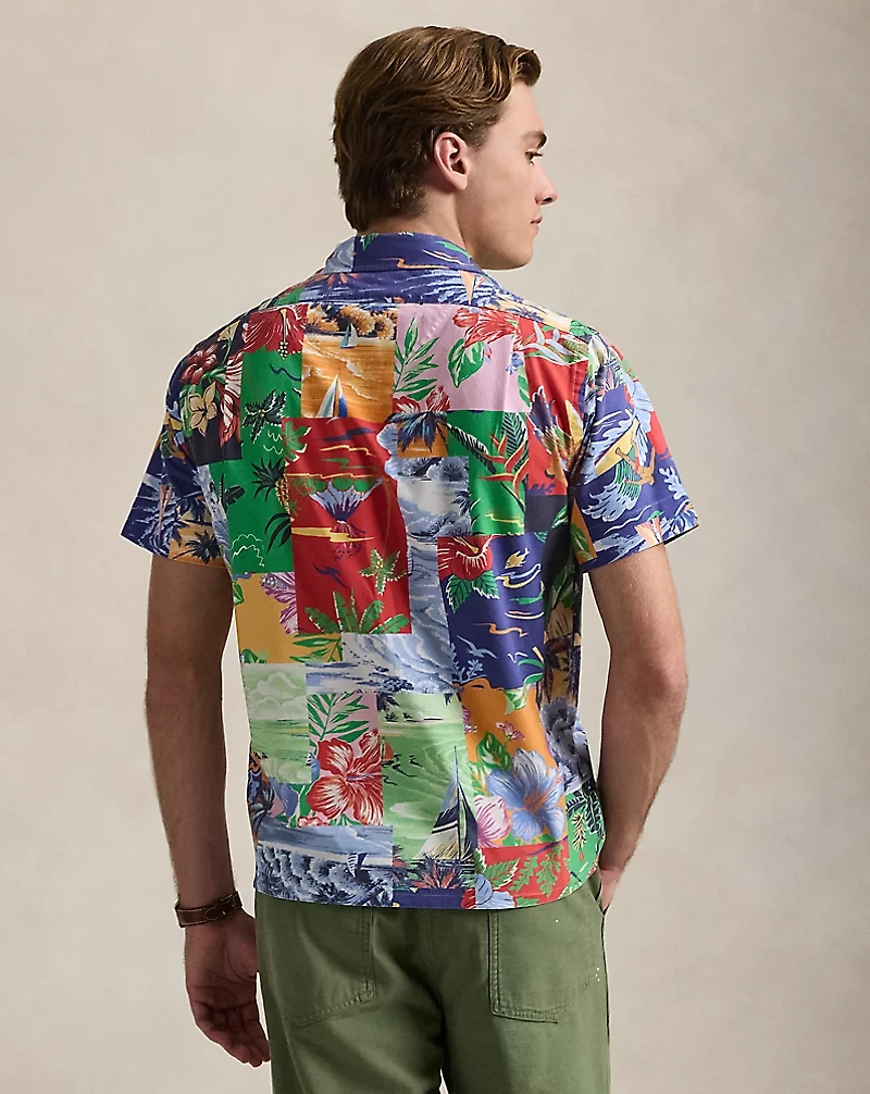 Classic Fit Patchwork-Print Oxford Shirt