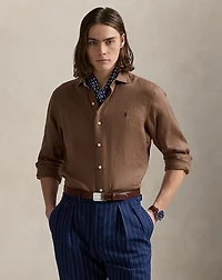 Classic Fit Houndstooth Linen Shirt