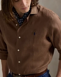 Classic Fit Houndstooth Linen Shirt