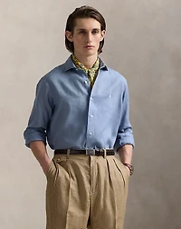 Classic Fit Houndstooth Linen Shirt