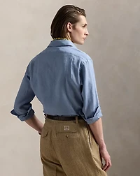 Classic Fit Houndstooth Linen Shirt
