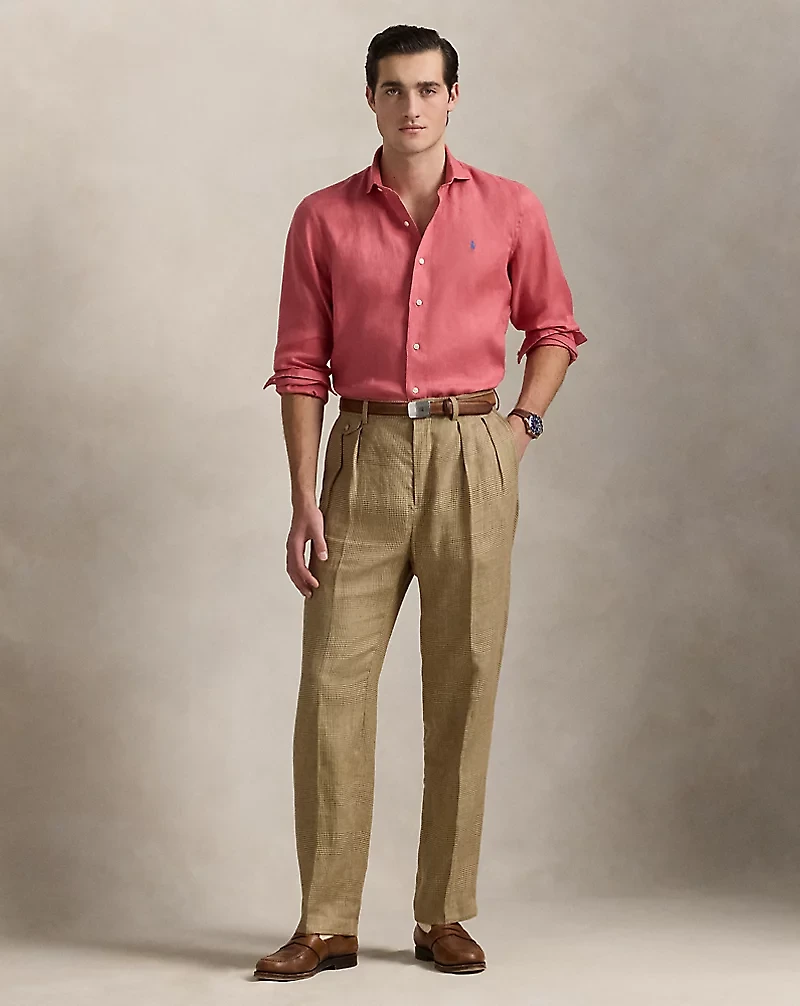Classic Fit Houndstooth Linen Shirt
