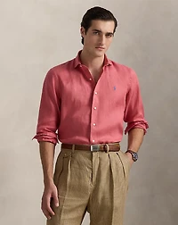 Classic Fit Houndstooth Linen Shirt
