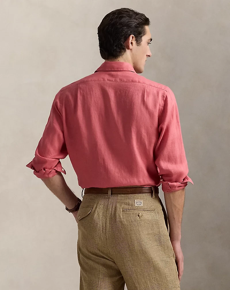 Classic Fit Houndstooth Linen Shirt